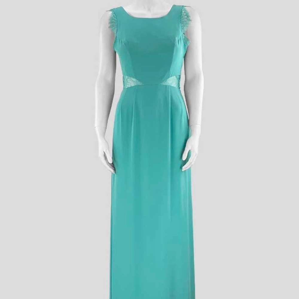 BCBGMaxAzria Karey Aqua Gown with Lace Details
